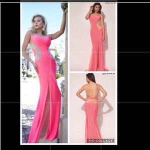 Jovani Hot pink and nude dress size 4